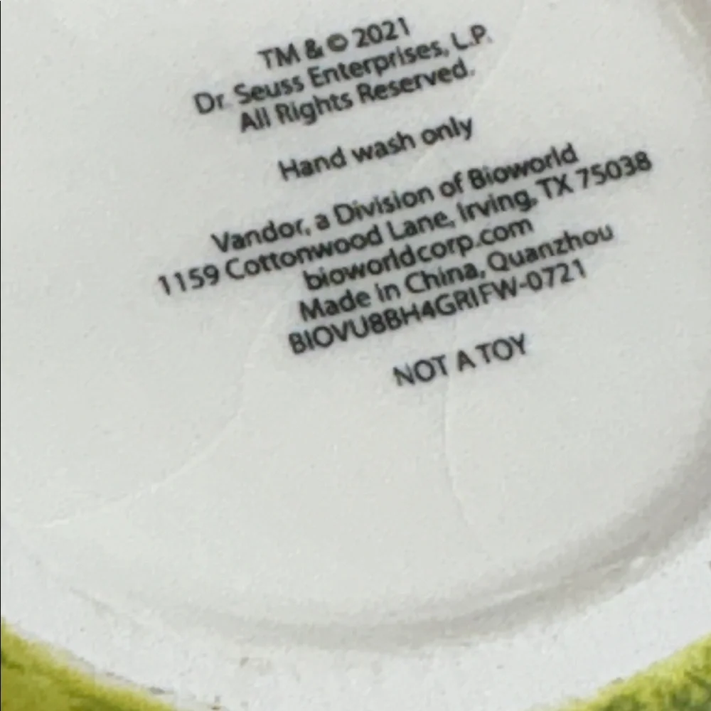 Dr. Seuss The Grinch 3D‎ Face Mug 2021 Vandor Bioworld Ceramic Cup
